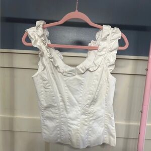 ANTONIO MELANI Cream Sleeveless Ruffled Blouse